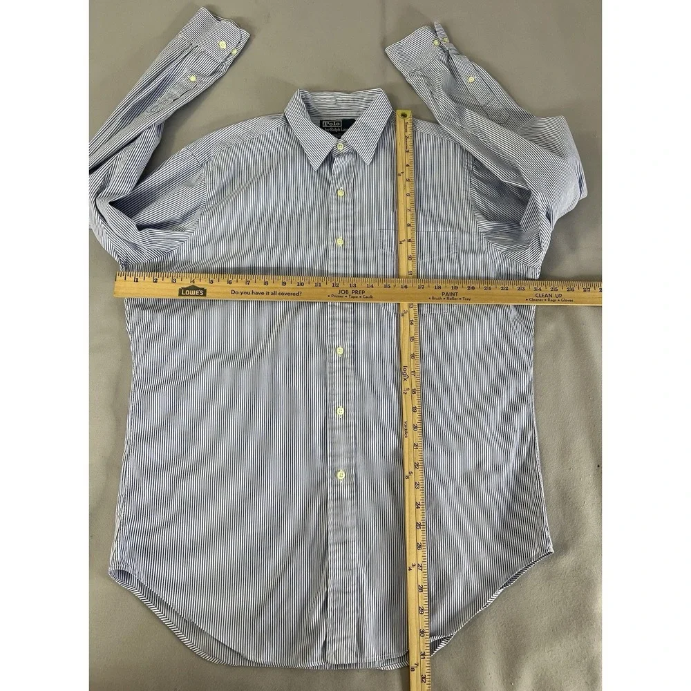 Polo Ralph Lauren Shirt Mens 16 34/35 No Pony Andrew Classic‎ Stripe White Blue